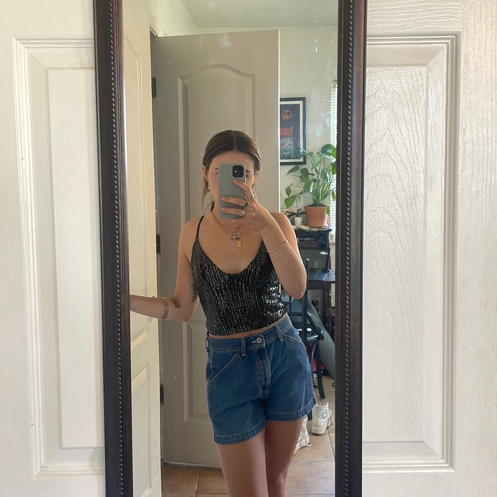 Black Sequin Zara Tank